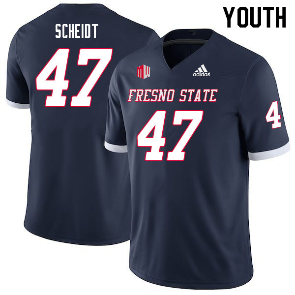 Youth #47 Seth Scheidt Fresno State Bulldogs College Football Jerseys Sale-Navy